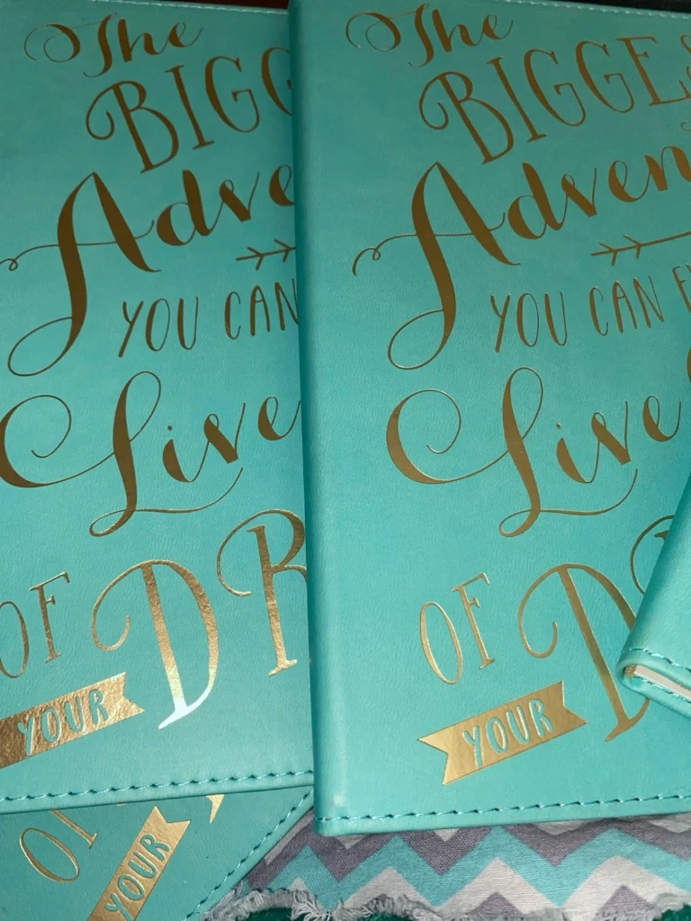 Set of 4: Teal Gold Script Hardcover Journals